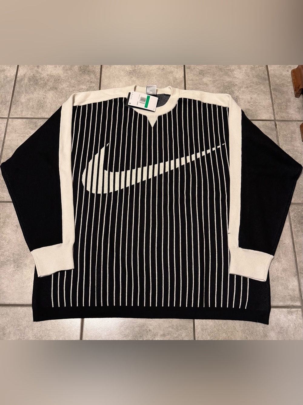 Nike Sweater Sportswear Club Jersey Crew Neck  Black/Sail Men's XL NWT